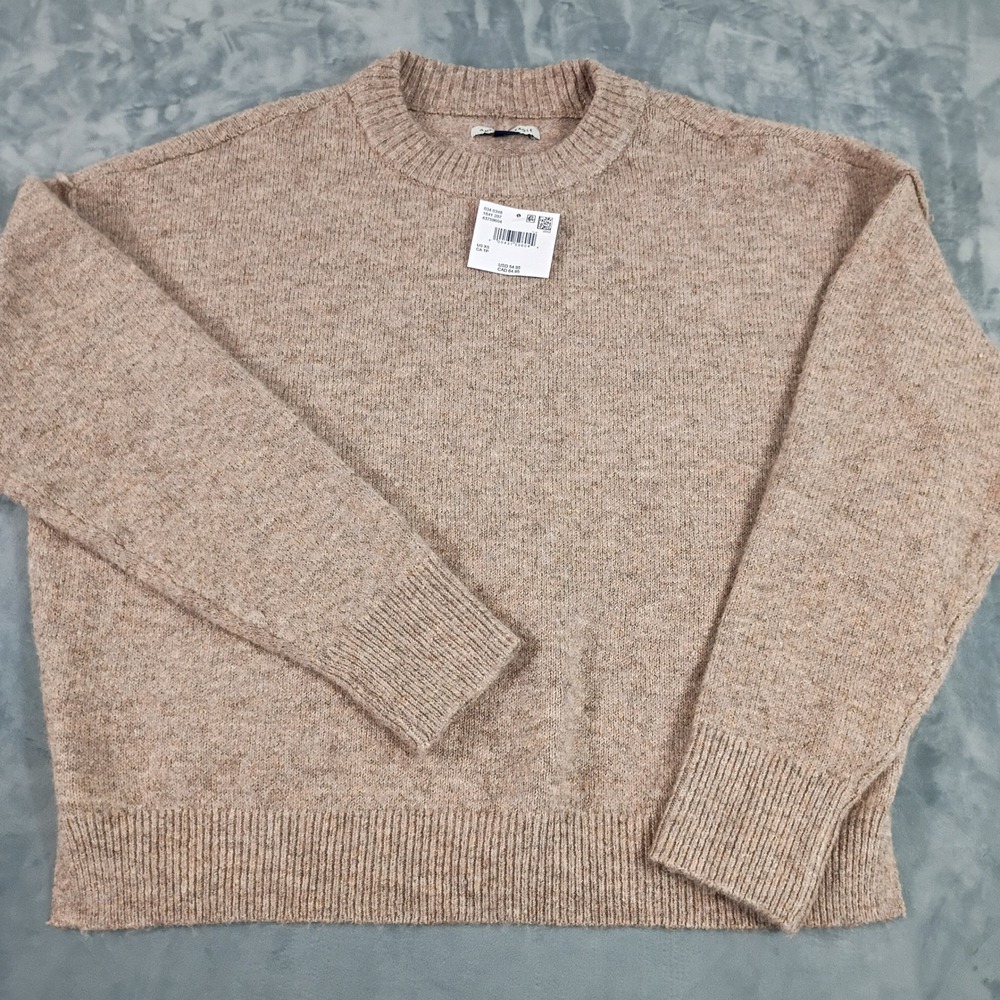 American Eagle Tan Marl Crewneck Sweater Drop Shoulder Pullover 1641 207 XS